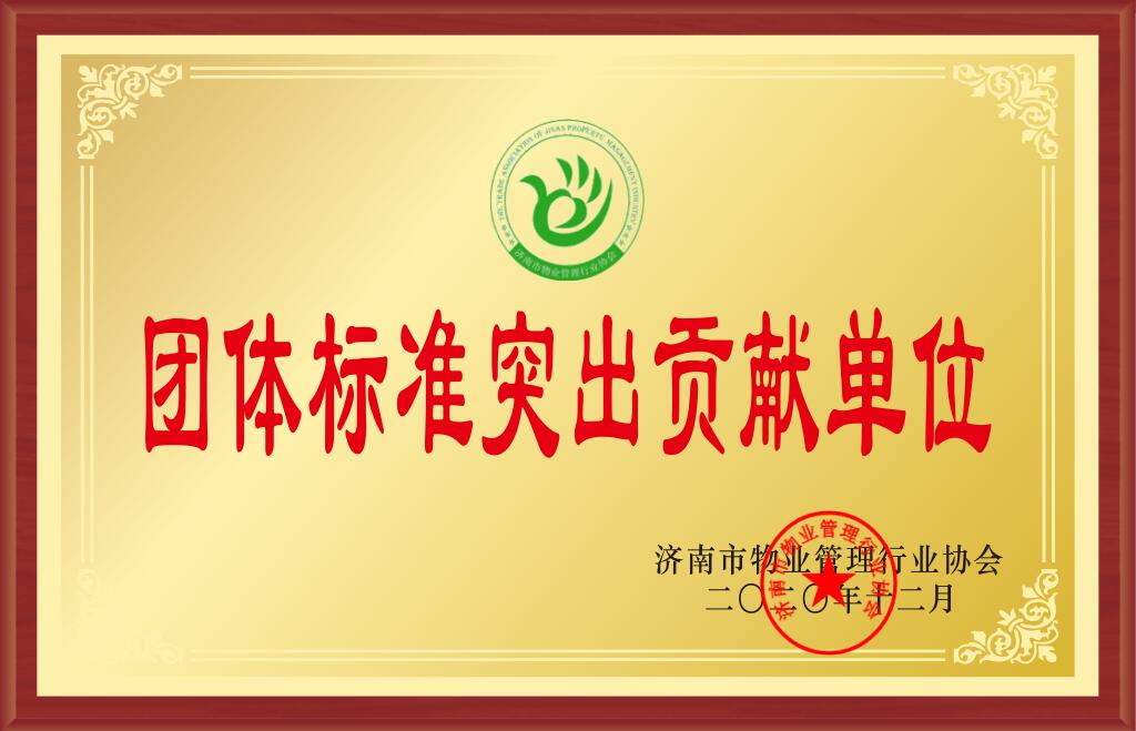 2020年度濟南市團體標(biāo)準(zhǔn)突出貢獻單位
